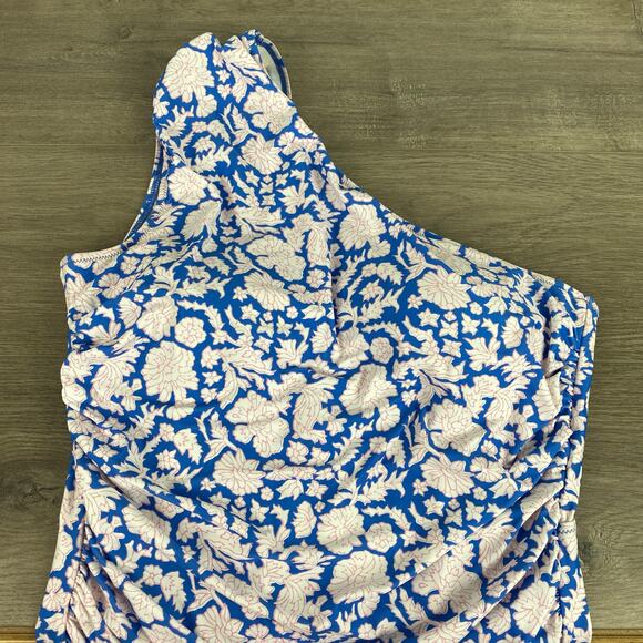 J. Crew x SZ Blockprints Ruched One Shoulder Swimsuit in Nila Print Sz.16 NWT - Picture 5 of 15